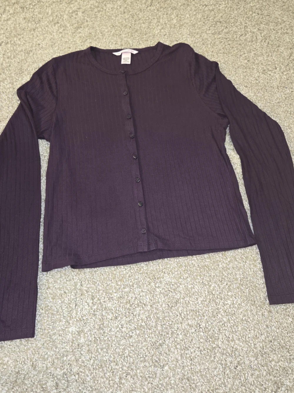 Victoria's Secret Ribbed Button-Front Top - Plum - Picture 1 of 6